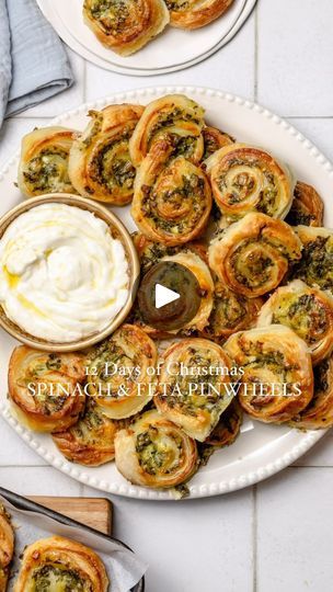 249K views · 1K shares | 12 Days of Christmas Recipes! Next are these SPINACH AND FETA PINWHEELS. Whether you’re hosting a party, looking for a delicious snack, or just craving the delightful flavors of spanakopita without the fuss, Spinach and Feta Pinwheels are here to save the day! These little bites are not only reminiscent of the classic Greek spinach pie but also come with the added bonus of being quick, easy, and perfectly shareable. Makes 30-35 pieces Prep 10-15 minutes Cook 20 minutes INGREDIENTS Pinwheels: 4 sheets puff pastry, gluten-free (I used @_simplywize Puff Pastry) 200g spinach leaves, washed, dried very well and finely chopped 4 spring onions, finely sliced 150g Greek feta, crumbled @chelmosaustralia 50g parmesan cheese, finely grated 1egg, whisked Salt and peppe Feta Pinwheels, Savoury Pastries, Greek Spinach, Greek Spinach Pie, Pin Wheels, Hosting A Party, Easy Puff Pastry, Spinach Pie, Easy Mediterranean Diet Recipes