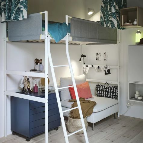 Ikea Loft, Ikea Loft Bed, A Loft Bed, Loft Bed Frame, Cosy Bed, High Beds, Twin Loft Bed, Bed Base, Boy's Bedroom