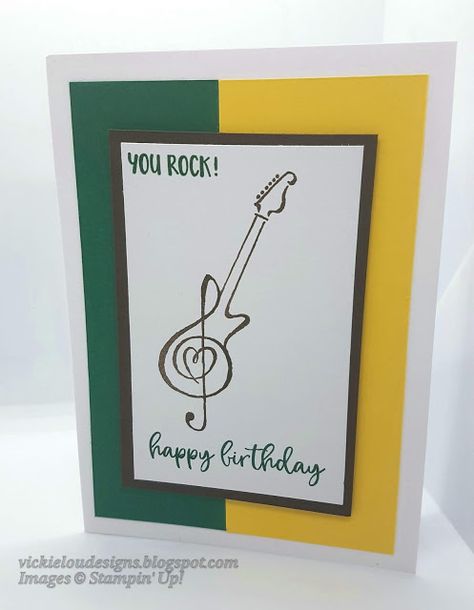 Guitar Birthday Cards Handmade, You Rock Card, Guitar Birthday Card, Happy Birthday Musician, Cards For Men Handmade, Best Happy Birthday Message, Birthday Illustrations, Birthday Wishes Greeting Cards, Music Cards