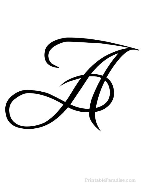 Printable Letter A in Cursive Writing A In Cursive, A In Calligraphy, Letter A Calligraphy Design, A Letter Tattoo Design, Alphabets Design, A Cursive, Cursive A, Calligraphy A, Letter A Tattoo