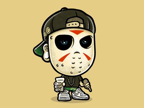 #jason #fridaythe13th #horror #cartoon Hip Hop Cartoon Art, Jason Cartoon, Horror Cartoon, Jason Vorhees, Graffiti Drawing, Jason Voorhees, Cartoon Character Design, Funky Art, Hip Hop Fashion