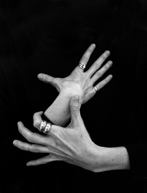 Hands With Rings, Black And White, White, Black