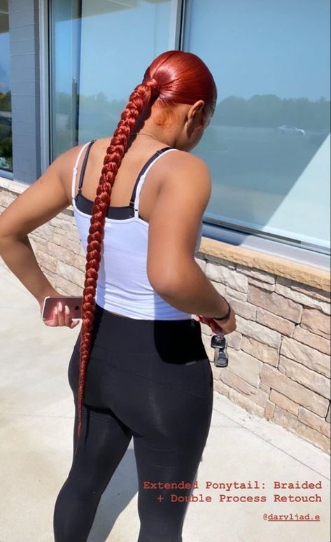 Copper Braided Ponytail, Burgundy Braided Ponytail, Ginger Braided Ponytail, Ponytail Hairstyle Ideas, Braided Ponytails, Sleek Braided Ponytail, Sleek Ponytail Hairstyles, Ponytail Hairstyle, Cute Ponytails