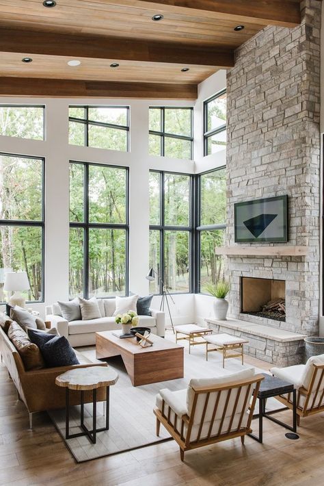 Transitional Living Room Design, Modern Lake House, Transitional Living, Design Salon, Transitional Living Rooms, Traditional Living, Studio Mcgee, Design Del Prodotto, Traditional Living Room