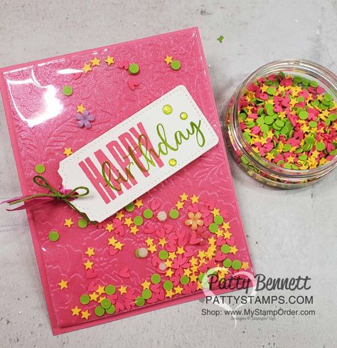 Shaker Cards Tutorial, Patty Bennett, Stampin Up Birthday Cards, 18th Birthday Cards, 60th Birthday Cards, Paper Crafts Card, Cricut Cards, Fancy Fold Cards, Kids Birthday Cards