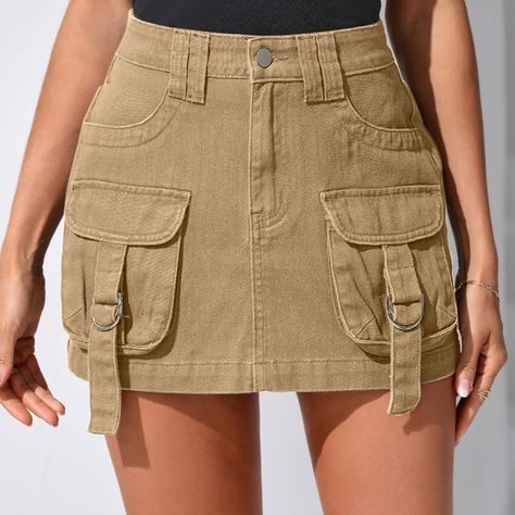 Zara Beige Cargo Mini Skirt Cargo Skirt Outfit Aesthetic, Brown Cargo Skirt Outfit, Beige Cargo Skirt, Brown Cargo Skirt, Cargo Skirt Outfit, Skirt Outfits Aesthetic, Beige Cargo, Cargo Mini Skirt, Skirt Fabric