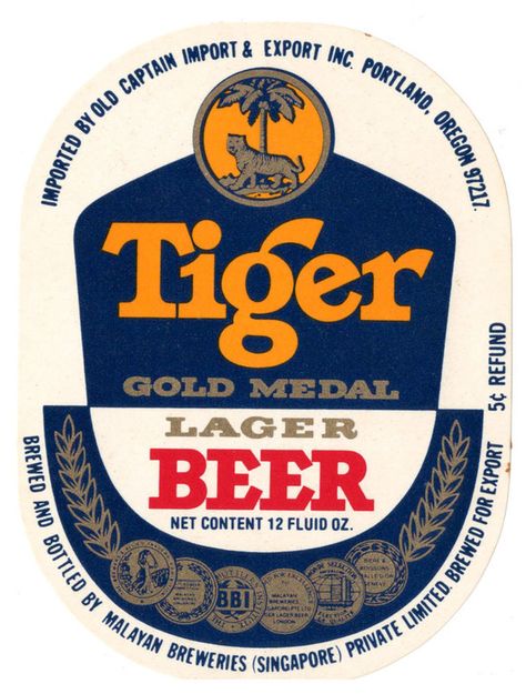 Classic Beer Labels, Brewery Logos, Tiger Beer, Vintage Beer Labels, Beer Label Design, Premium Beer, Beer Brewery, Beer Logo, Lager Beer