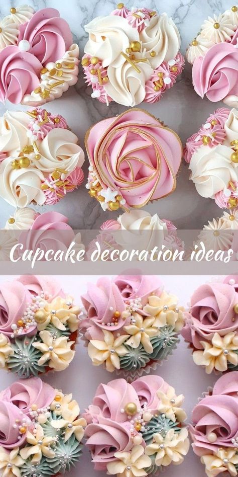 Cupcakes With Fondant Decorations, Quinceanera Cupcakes Ideas, Beautiful Cupcakes Decorating, Trendy Cupcakes Ideas, Cupcake Board Ideas, Fancy Cupcakes Wedding, Elegant Cupcakes Classy, Fancy Decorated Cupcakes, Cupcakes Decorados Faciles