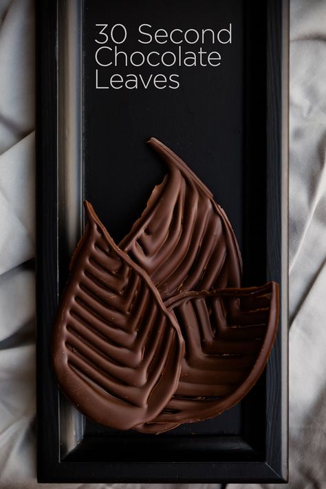 Amazing 30 Second Chocolate Leaves ~ Cupcake Project Chocolate Leaves, Cupcake Project, Resep Brownies, Chocolate Art, Modeling Chocolate, Chocolate Decorations, Cake Decorating Tutorials, Cake Frosting, Cake Tutorial