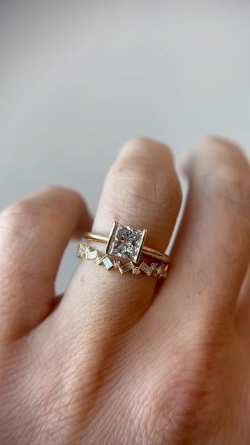 Princess Bezel Engagement Ring, Bezel Princess Engagement Ring, Princess Cut Bezel Ring, Partial Bezel Engagement Ring, Half Bezel Engagement Ring, Ring Redesign, Half Bezel Setting, Dream Rings, Wedding Rings Princess Cut