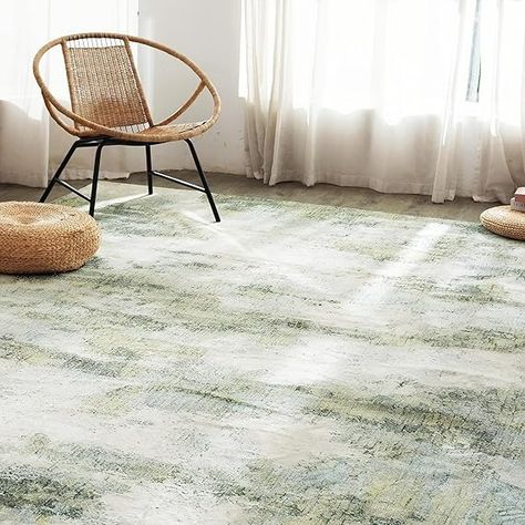 Amazon.com: Carvapet Washable Rug 8x10, Green Modern Abstract Area Rugs, Low Pile Rugs with Rubber Backing, Stain Resistant Rugs for Living Room, Foldable Machine Washable Area Rug : Home & Kitchen Sage Green Rug, Oversized Rug, Painted Patterns, Low Pile Carpet, Washable Area Rug, Rugs For Living Room, Daily Cleaning, 8x10 Rugs, Area Carpet