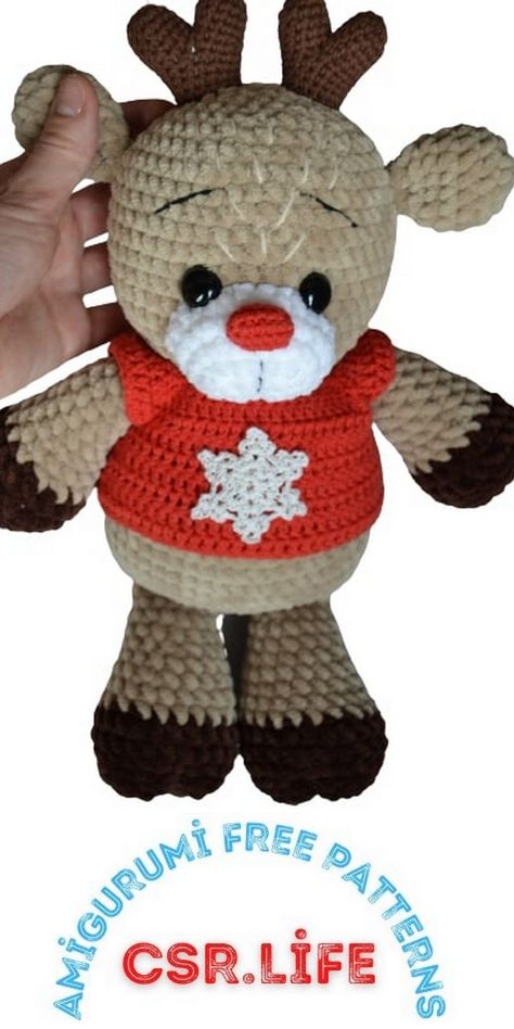 Cute Reindeer Amigurumi Free Pattern Free Reindeer Crochet Pattern, Reindeer Crochet Pattern Free, Socks Crochet Pattern Free, Crochet Reindeer Pattern Free, Socks Crochet Pattern, Reindeer Amigurumi, Crochet Lanyard, Headband Crochet Pattern, Crochet Fall Decor