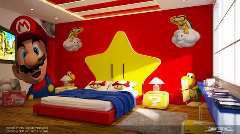 f48d76b708cbc339b2ce1c56d80e3de8.webp (736×414) Mario Bedroom Ideas Boys, Mario Room Ideas Boys, Mario Bros Room, Nintendo Room, Super Mario Room, Mario Room, Brothers Room, Superhero Bedroom, Toll Brothers