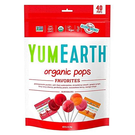 Yum Earth, Organic Candy, Lolli And Pops, Healthy Halloween Treats, Organic Fruit, Peanut Free, Fruit Snacks, Allergy Friendly, Fruit Flavored