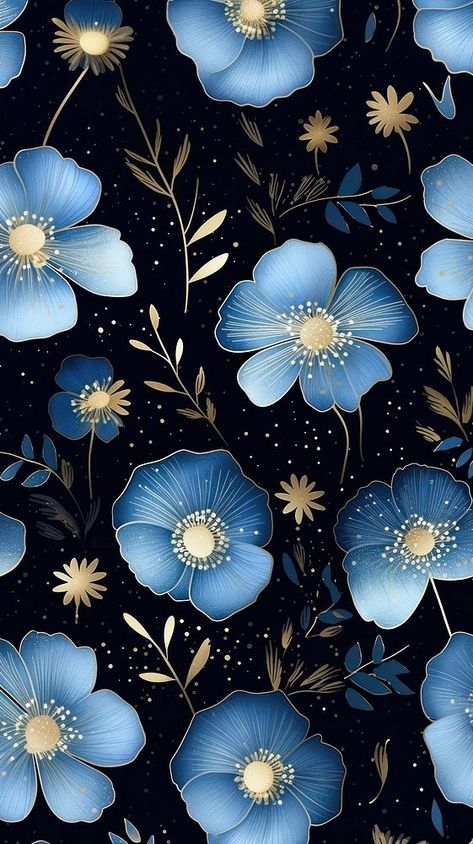 Blue flower pattern backgrounds nature. AI generated Image by rawpixel. | free image by rawpixel.com / Tang Blue Flowers Background, Dark Blue Flowers, Blue Flower Wallpaper, Glitter Wallpaper, Beautiful Wallpapers Backgrounds, Dark Blue Background, Black Wallpaper, Flower Backgrounds, Dark Backgrounds