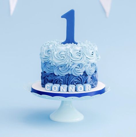 Blue ombré smash cake Blue Cake Smash Cakes, Mr Onederful Birthday Cake Smash Blue, Cake Smash Cake Boy, 1 Year Boy Birthday Cake, 1st Birthday Cake Boy Without Fondant, Blue Smash Cake Boy, Smash Cakes For Boys 1st Birthday, First Birthday Cake Blue, Smash Cake For Boy