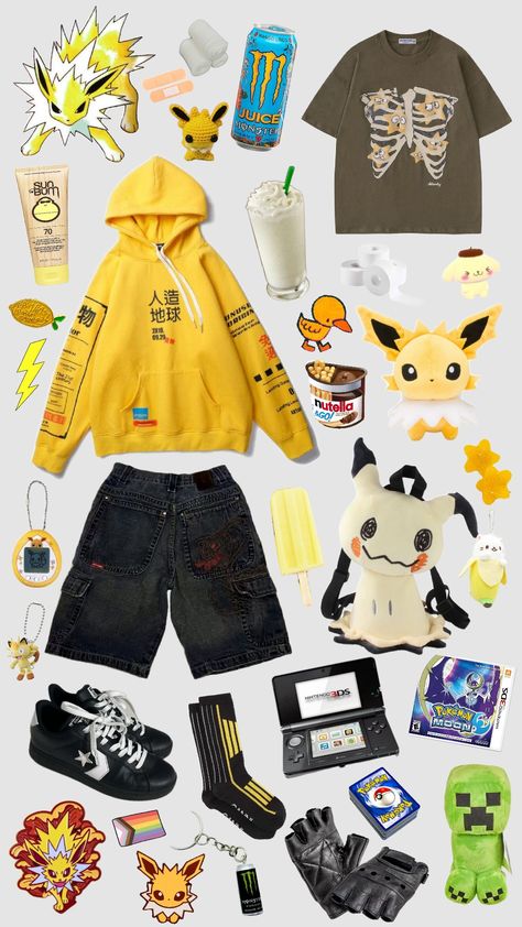 #yellow #outfit #pokemon_outfit #minecraft #creeper #jolteon #idea #outfit_idea #oc #oc_idea #drawing_inspiration #inspiration #mimikyu #cute Pokemon Themed Outfits, Minecraft Clothes Ideas, Pokemon Outfits Ideas, Pokemon Go Outfit, Mimikyu Cute, Trainer Outfits, Pokemon Outfits, Pokemon Trainer Outfits, Minecraft Outfits