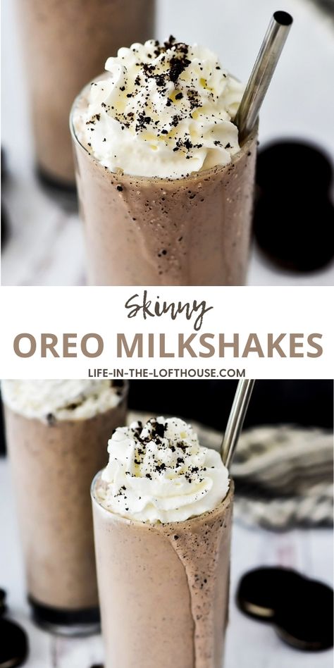 Healthier Oreo Milkshake, Low Calorie Milkshake, Yummy Milkshakes, Oreo Smoothie, Chocolate Frozen Yogurt, Oreo Milkshake Recipe, Low Fat Ice Cream, Coffee Protein Smoothie, Low Calorie Ice Cream