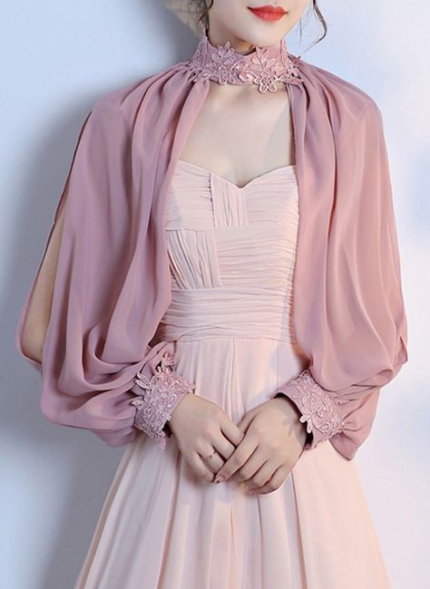 JJ's House Wraps (299371) | JJ's House Chiffon Bolero, Bridesmaid Champagne, Chiffon Embroidery, Bridal Shrug, Prom Inspo, Champagne Bridesmaid, Chiffon Shawl, Black Embroidery, Lace Chiffon