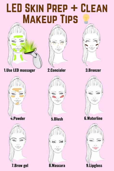 Tutorial for clean makeup enhanced by LED light therapy. Clean Girl Makeup, Led Therapy, Massagers, Led Light Therapy, Night Serum, Skin Prep, Clean Makeup, Top Models, Brow Gel