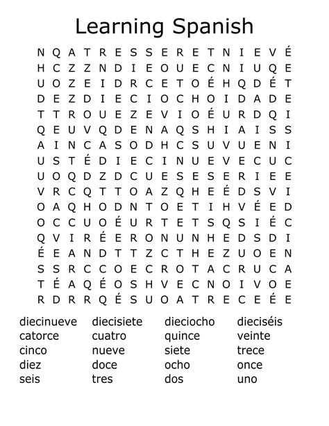 Learning Spanish Word Search Spanish Word Search, Spanish Numbers, Spanish Verbs, Word Searches, Spanish Words, Learning Spanish, Word Doc, Second Grade, Word Search