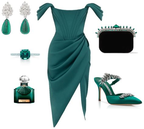 Green Night Outfit, Velvet Clutch Bag, Outfits Formal, Outfits Polyvore, Classy Work Outfits, Prom Outfits, Evening Outfits, Little Dresses, Polyvore Outfits