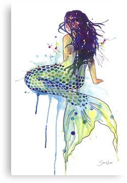 Paint A Mermaid, Ethereal Women, Mermaid Watercolor, Mermaid Poster, Watercolor Mermaid, Mermaid Sticker, Mermaid Painting, Mermaid Tattoos, Cat Air