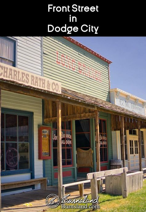 One of the highlights of the Boot Hill Museum is a recreation of the old Front Street in Dodge City, Kansas. Dodge City Kansas, Kansas City Power And Light District, The Abbott Kansas City, Dodge City, Front Street, Kansas City Missouri History Old Photos, Kansas, Travel Usa, Dodge