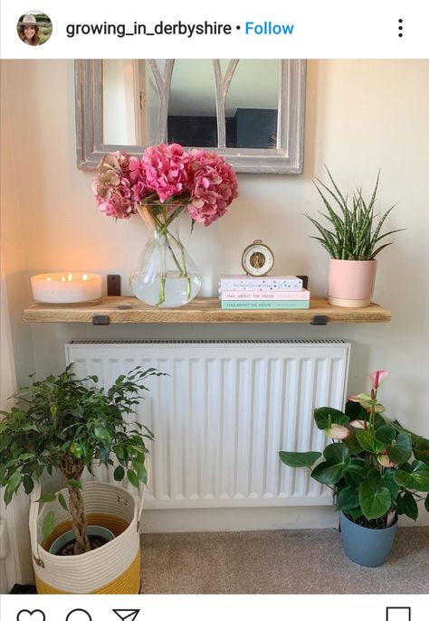 Hall Ways Ideas Narrow, Hall Ways Ideas, Radiator Shelf, Mad About The House, Picture Shelves, Scaffolding, Entrance Hallway, Apartment Interior, Wooden Shelves