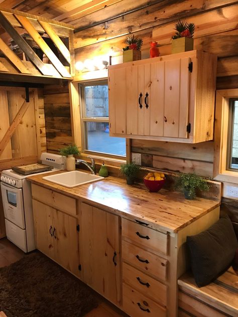 Tiny Cabin Kitchen, Camp Plans, Incredible Tiny Homes, Morristown Tennessee, Hunting Shack, Recycled Kitchen, Hunting Property, Tiny House Towns, Cabin Tiny House