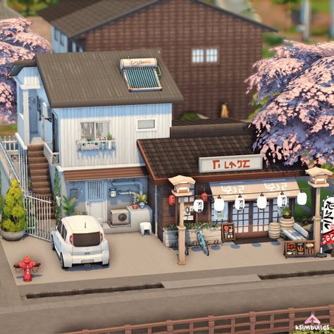 Sims 4 Korean Apartment, Sims 4 Korean House, Korean Apartment Building, Sims Neighborhood, Japanese Apartment Building, Ts4 Community Lots, Cc Essentials, Casa The Sims, Sims4 Build