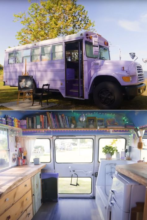 Budget-Friendly Short Bus Camper Build Bus Painting Ideas, Rv Art Studio, Camper Art Studio, Bus Greenhouse, Short Bus Conversion Layout, Short Bus Camper, Short Bus Conversion Ideas, School Bus Home, Bus Renovation