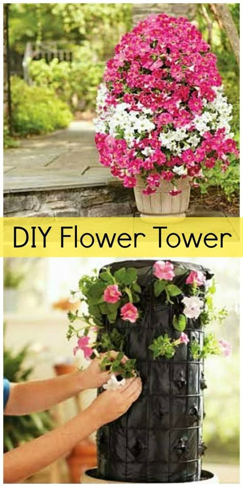 DIY Saturday � Make Your Own Flower Tower Diy Flower Tower, Flower Tower, Tower Garden, Garden Containers, Flowers Garden, Decor Minimalist, Lawn And Garden, Shade Garden, Dream Garden