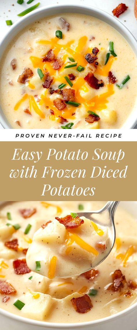 Image for Easy Potato Soup with Frozen Diced Potatoes Best Potato Soup Ever, Ore Ida Potato Soup, Easy Crockpot Potato Soup Frozen Potatoes, Potato Soup With Canned Diced Potatoes, Frozen Diced Potato Soup, Potato Soup With Rivals, Crockpot Loaded Potato Soup With Frozen Diced Potatoes, Potato Soup Using Frozen Diced Potatoes, Thick Potato Soup Recipe