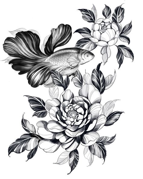 青 Cyan ink on Instagram: “Available flash ~ fish 🐟 and flowers, ready for grabbing 🤗 @t_ink_tattoos” Fish And Flower Tattoo, Fish And Flowers, Fish Tattoo, Flash Tattoo, Tattoo Drawings, Ink Tattoo, Fish Tattoos, Flower Tattoo, Flash