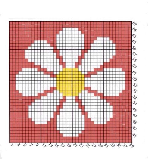 Crochet Tapestry Flower, Crochet Grid Patterns Charts, Tapestry Crochet Flower, Tapestry Crochet Patrones, Flower Grid Pattern, Crochet Grid Patterns, Crochet C2c Pattern, Diy Crochet Top, Pixel Grid