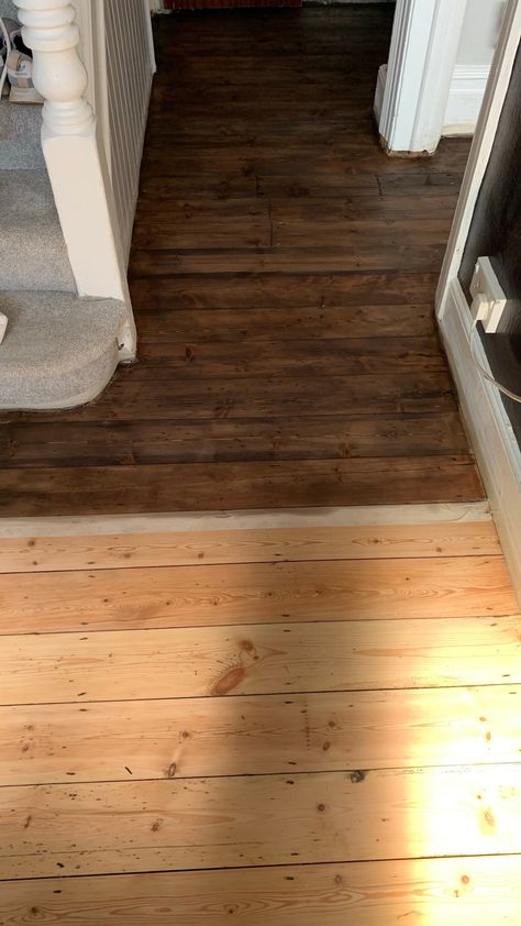 Dark Hardwood Floors Kitchen, Dark Floorboards, Painted Hardwood Floors, Dark Oak Flooring, Staining Wood Floors, Dark Wooden Floor, Pine Wood Flooring, Floor Restoration, Victorian Floor