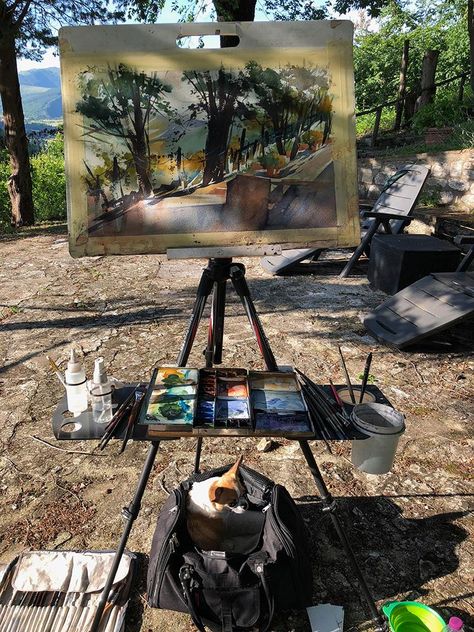 Thomas W Schaller     Plein-air watercolor almost done at the amazing country house of Gabrielle Mazzara and his wife in Umbria Plain Air Watercolor, Schaller Watercolor, Thomas W Schaller, Thomas Schaller, Painters Studio, Plein Air Watercolor, Art Thomas, Tempera Painting, Watercolor Workshop