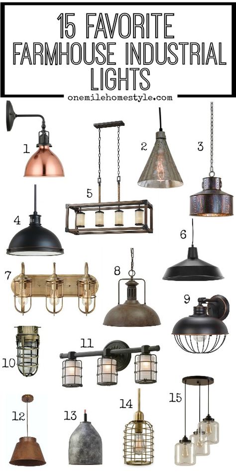 15 of the best farmhouse industrial lights for your home Industrial Farmhouse Lighting, Farmhouse Lighting Dining, Lampe Industrial, Industrial Lights, Industrial Farmhouse Decor, Farmhouse Style Lighting, Farmhouse Style Furniture, Best Farmhouse, Farmhouse Industrial