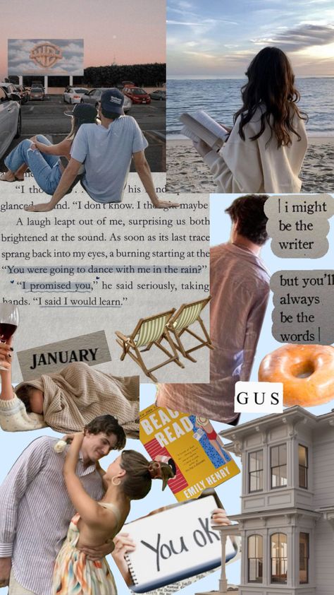 gus and january 🌅 #books #emilyhenry #beachread #romance #bookaesthetic Gus And January, Cute Bookshelves, January Books, Worthy Quotes, Good Romance Books, Beach Reading, Fan Book, Character Aesthetic, I Love Books