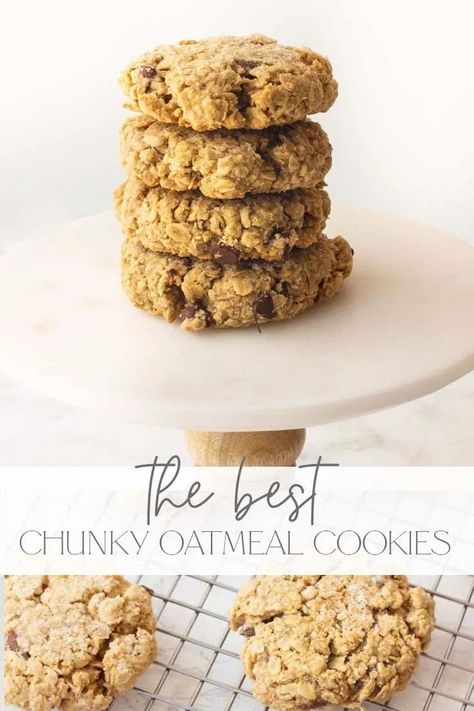 If you love old fashioned oatmeal cookies and you like a chunky monster cookie, then you'll love this recipe. It uses old-fashioned rolled oats, and you can add other things to it, like chocolate chips, coconut flakes, dried cranberries, and more. Thick Oatmeal, Yogurt Popsicle Recipes, Old Fashioned Oatmeal Cookies, Oatmeal Cookie Recipe, Old Fashioned Oatmeal, Healthy Oatmeal Cookies, Monster Cookie, Oatmeal Cookies Chewy, Oatmeal Cookie