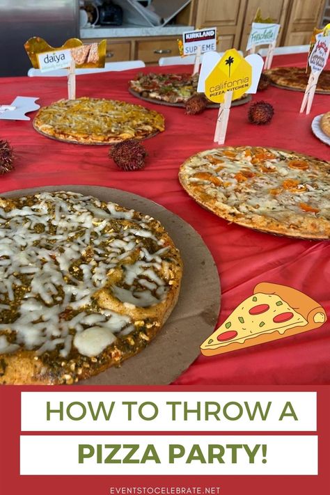 Graduation Pizza Party Ideas, Pizza Graduation Party Ideas, Pizza Party Aesthetic, Pizza Bar Party, Dinner For Group, Pizza Party Decor, Pizza Party Ideas, Pizza Party Decorations, Party Sides