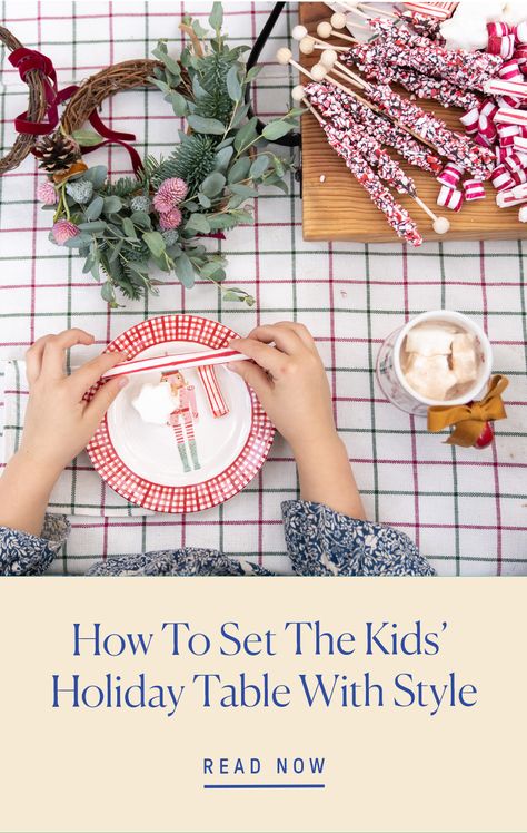 Heather Taylor, our guiding light of good linens, gives us tips on setting a chic and playful kids table for the holidays. Whether it's picking a festive theme like the Nutcracker, finding ways to keep little hands busy, or choosing food that doubles as decor - she shows us how to make the children's table a special place they'll remember. Christmas Kids Table Decor, Christmas Table Settings For Kids, Kid Christmas Table Decor, Kids Christmas Table Settings, Kids Christmas Party Table Decor, Kids Table Holiday, Christmas Kids Table, Kids Christmas Table, Heather Taylor