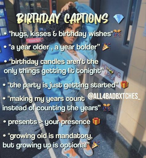 Bday Captions, Lit Captions, Witty Instagram Captions, Instagram Captions For Selfies, Birthday Captions Instagram, Selfie Captions, Instagram Captions Clever, Caption Ideas, Cute Instagram Captions