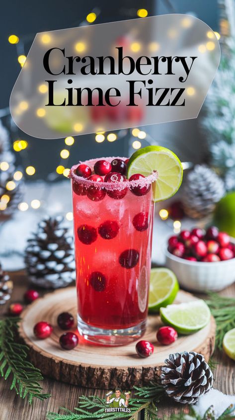 "Discover the perfect blend of flavors with this Cranberry Lime Fizz Mocktail Recipe! This refreshing mocktail combines tart cranberry and zesty lime for a delightful non-alcoholic drink. Ideal for holiday gatherings, this easy mocktail recipe is a must-try for anyone seeking festive drink ideas. Enjoy this vibrant Cranberry Mocktail as a refreshing addition to your celebration and impress your guests with these delicious Lime Fizz recipes. Perfect for all occasions, elevate your drink game with these refreshing mocktails!" Winter Mocktails, Cranberry Mocktail, Cranberry Fizz, Holiday Mocktail, Holiday Drinks Alcohol, Cranberry Drinks, Spritzer Recipes, Christmas Drinks Recipes, Easy Mocktail Recipes