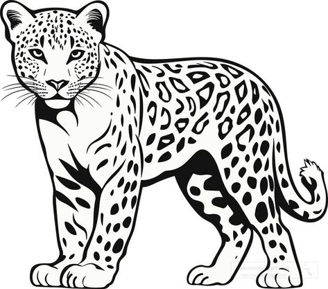 leopard 1 black outline clip art How To Draw A Leopard, Leopard Cartoon Drawing, Leopard Drawing Easy, Leopard Outline, Leopard Coloring Pages, Leopard Images, Wild Animal Drawing, Leopard Sketch, Leopard Cartoon