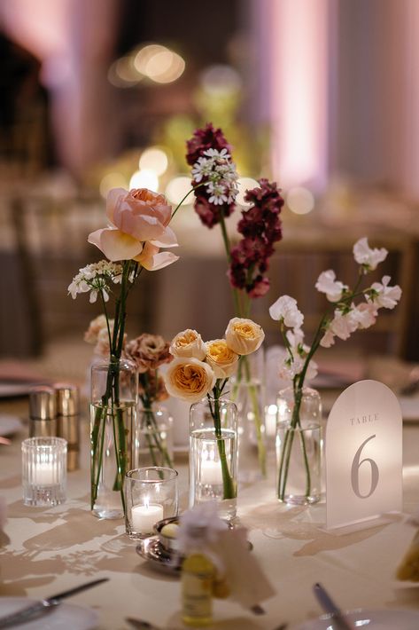 REAL WEDDING: Sara + Jason, Renaissance Hotel, Downtown Cincinnati – Eve Floral Co. Wedding Floral Vases, Single Flower In Vase Centerpieces, Multi Vase Centerpiece, Bud Vases Circular Table, Single Flower Bud Vase, Wedding Table Decorations Small Vases, Bud Vase Cluster Centerpiece, Bud Vases And Tea Lights Wedding, Small Bud Vases Wedding