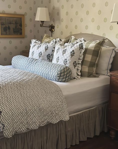 Blue Quilt Bedroom, Tessa Foley, Apartment 2023, Guest Bedroom Design, Strip Mall, Sleigh Bells, Guest Room Decor, On The Plane, Bohemian Bedroom Decor