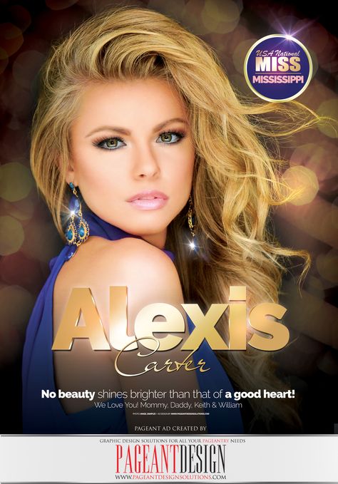 #AWESOMEpageantAD ALEXIS CARTER • MISS MISSISSIPPI • official 2017 USA NATIONAL MISS Program Book Ad Page. Best of luck, Alexis! #PageantDesign For more samples, lay-out options, & order info, check out: www.pageantdesignsolutions.com ALL STATES, ALL AGES, ALL PAGEANTS SYSTEMS WELCOME! #PageantAds #PageantProgramBooks #AWESOMEpageantADS (photo by Angel Samples) Pageant Life, Lay Out, Best Of Luck, Good Heart, Beauty Pageant, Profile Photo, Ad Design, Design Solutions, Mississippi