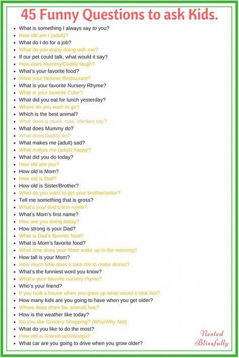 Funny and Silly Questions to ask Kids. Free PDF Download. #funnyquestions #sillyquestions #kids #funnyquestionsforkids #humor #parenting Silly Questions To Ask, Questions To Ask Kids, Funny Questions To Ask, Excel Formulas, Silly Questions, Confidence Kids, Funny Questions, Smart Parenting, Relationship Questions